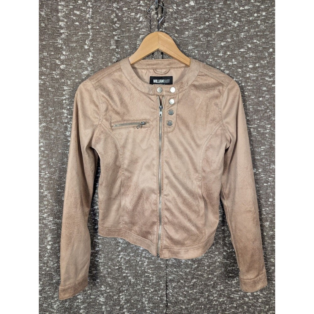 William Rast Justin Timberlake Women's Moto Jacket XS Faux Suede Cropped Pink
